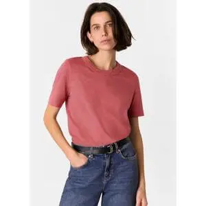 Whistles Dark Pink Rosa Double Trim T Shirt